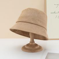 Exquisite Korean suede big head circumference bucket hat women's autumn and winter sunshade versatile plain face small fashion basin hat （56-58cm） beige
