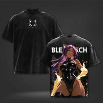 BLEACH Yoruichi Shihouin Retro T-shirt Anime Vintage Washed T Shirt Men Women Clothing Oversized 100% Cotton Tees Streetwear XL