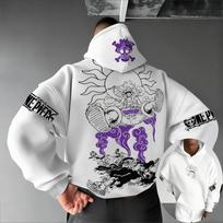 One Piece Men's Hoodie Sweatshirt Monkey D. Luffy Anime Print Spring Autumn and Winter Boy Long-sleeved Parent-child Outfit 160 gray