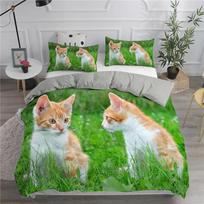 Cute Cats Printed 3D Duvet Cover Set Cartoon Cat Bedding Set Twin Full Queen King Size Double Sizes Pillowcase Comforter Cover EU single(135x200cm)