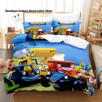 3D Printed Bob the Builder Bedding Set Duvet Cover Pillowcase For Kids Bedroom Decor Twin Full Queen King Size Bed Linen 135cmx200cm gray