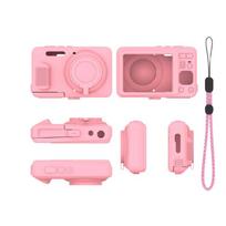 Flexible Camera Body Cover For FZ55 Case Contoured Silicone Coverage and Routine Access Openings for Lens, Screen, and Controls rožinė