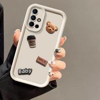 3D Cartoon Bear kavos pieno telefono dėklas, skirtas Samsung Galaxy A51 A71 A55 A35 A25 A15 A05 A05S A54 A34 A24 A14 A04S A53 A33 A23 A13 A03 A52 silikoninis dangtelis Samsung Galaxy A54 (5G)