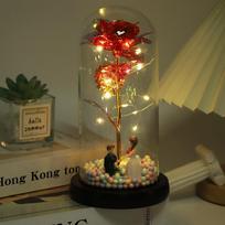 Eternal Life Flower Glass Cover Rose Valentine'S Day Gift Led Lights Christmas Ornaments brown