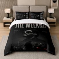 3Pcs Bed Set,The Weeknd 1 Duvet Cover and 2 Pillowcases, Printed Bedding Decor For Guest Room 140cmx200cm black