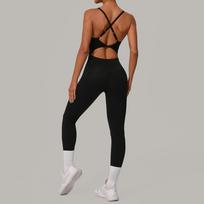 Adjustable Cross-Collar Yoga Jumpsuit - Hip-Lifting Sportswear 8376 Medium