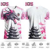 Japanese Dragon and Cherry Blossom Men's Football T-Shirt, Summer Men's and Women's Breathable Short-Sleeved Shirt 5XL gray