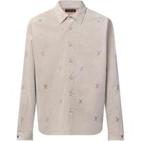Louis Vuitton Lv Blason Embellished Long-Sleeved Corduroy Shirt 1AIKBP 5L white