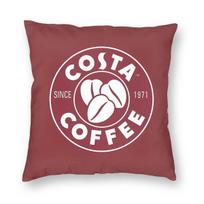 Costa Coffee Square Pillowcase Polyester Linen Velvet Creative Zip Decorative Throw Pillow Case Sofa Seater Cushion Cover Peach skin 18*18(CM)-1Pcs