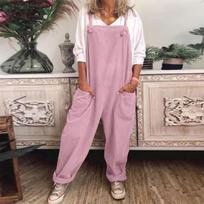 Women's Cross-Border Spring/Summer Casual Loose Solid Color Overalls Jumpsuit gray