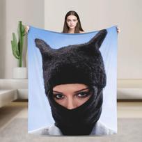 Nina Chuba kelionės pledas itin minkštas pūkuotas pliušinis patalynės užtiesalas namų dekoravimui stovyklavimui flanelinis lovatiesė lovos uždangalas Size: 75*100cm, Weight: 230 GSM black
