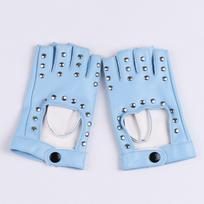 New PU Leather Half Finger Gloves Hip Hop Punk Fingerless Motorcycle Gloves Rivet Evening Prom Decor Women white
