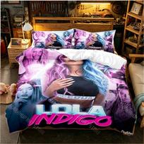 3D Printed Lola Fashion Indigo Singer Bedding Set for Boys Girls Duvet Cover Pillowcase Twin Queen King Full Single Double Sizes EU Single 135*200cm/53x79in 3pcs white