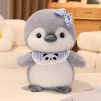 Cute bib little penguin doll plush toy zoo emperor penguin doll children soothing doll 30cm（0.35kg） gray