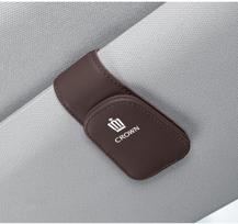 Carbon Fiber PU Leather Sunglasses Holder Car Sun Visor Clip For Toyota GR Corolla Yaris Aygo Prius CHR Camry Auris Avensis TRD KC0