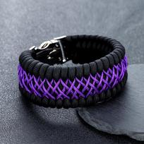 Rankų darbo Paracord vaivorykštės pynimo išgyvenimo apyrankė vyrams, moterims, metalinis užsegimas, lauko avarinė virvės apyrankė, poros papuošalas, nauja 23cm black