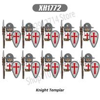 10Pcs/Set Historical Medieval Sparta Heroes Crusader Roman Soldiers Building Blocks Military Action Figures Bricks Toys For Kids gray