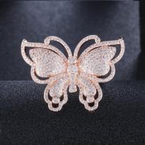 J0087 Exaggerated Personality Big Butterfly Women'S Ring, Exquisite Micro-Inlaid Zircon Ring 8 white
