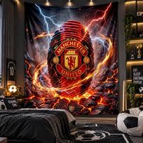 Sieninis gobelenas su „Manchester United“ spaudiniu, audinys svetainei, miegamajam, namų dekoravimui 150cmx200cm