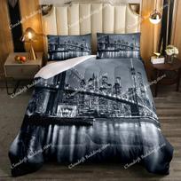 New York Duvet Cover Set, Skyline Print Decorative Bedding Set With Pillow Shams, Twin Full Queen King Size Room Decor 155x200cm