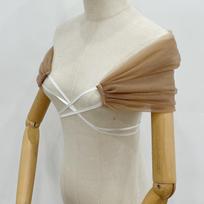 Moteriškas atvirų pečių rauktas tiulio bolero su raišteliu nugaroje, permatomas tinklinis uždengiamasis drabužis vestuvėms, nuotakos, vakarinių suknelių fotosesijai, įvairių spalvų L ruda