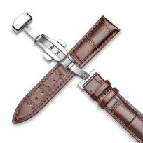 Laikrodžio apyrankė 18mm 19mm 20mm 21mm 22mm 24mm Calf Natūralios odos laikrodžio apyrankė Alligator grūdėta laikrodžio dirželis, skirtas Tissot Seiko 24mm gray