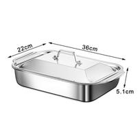 Nerūdijančio plieno kepimo skarda su dangčiais, gili forma žuviai/makaronams/kepimui ant grotelių, tinkama naudoti orkaitėje ir indaplovėje, indai M With lid white