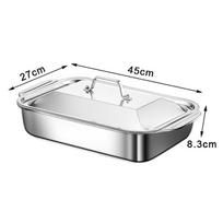 Nerūdijančio plieno kepimo skarda su dangčiais, gili forma žuviai/makaronams/kepimui ant grotelių, tinkama naudoti orkaitėje ir indaplovėje, indai XL With lid white