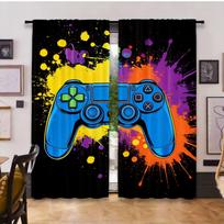 2 vnt. Žaidėjo žaidimų pulto užtemdančios užuolaidos Miegamojo dekoras Žaidimų kambarys Svetainė Miegamajam, svetainei ir biuro dekoravimui 60×150cm blue