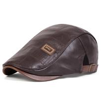 Vyriškos retro PU odinės newsboy kepurės su Jamont etiketėmis, britiško stiliaus dailininkų kepurės, pavasario/rudens, šoninė reguliuojama plokščia kepurė, hiphopo beretės gray