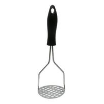 Stainless Steel Potato Masher with Broad Mashing Plate for Smooth Mashed Potato Fruit Vegetable Tools Press Crusher for Cooking black