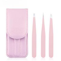 3 PCS Eyebrow Tweezers Stainless Steel Hair Removal Makeup Tool Kit with Bag Point Tip/Slant Tip/Flat Tip Pinzas Pincet white
