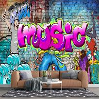 3D tapetu lipdukas su grafiti, nuimamas, spalvotas, su raidžių grafiti, skirtas svetainei, miegamajam, biurui 280cm(W) x 190 cm(H) purple