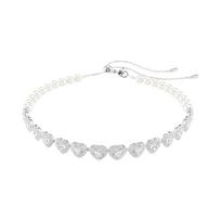 (W) Swarovski x Ariana Grande Tennis Choker Crystal Pearl Heart White Rhodium Plated ONE SIZE white