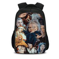 16 colių Billie Eilish kuprinė mokyklai, 3D spausdinta didelės talpos nešiojamojo kompiuterio ir knygų kuprinė mokiniams, lengvas muzikos gerbėjo dienos kuprinukas gray