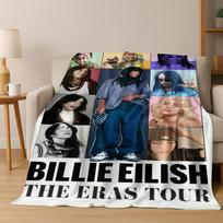 Fashion Billie Eilish Hit Me Hard and Soft Singer Flannel Blanket Soft Throw Blanket for Bed Bedroom Living Room Travel Gift Kid Size: 75*100cm, Weight: 280 GSM