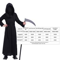 Vaikiški Helovino Cosplay kostiumai: Grim Reaper kostiumas su šviečiančiais akiniais scenos pasirodymams. L gray