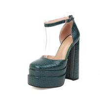 Women 'S Pumps High Heels Platform Sandals Sexy Dress Party Wedding Shoes Women Square Toe High Heel Crystal Female Sandal 37 black