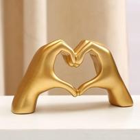 Heart Hand Statue Modern Love Finger Gesture Sculpture for Living Room Bedroom Home Shelf Desktop Decoration