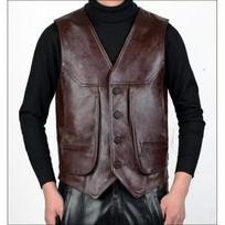 Vyriška tikros odos liemenė, viršutinio sluoksnio karvės oda, daug kišenių, prigludusi, didelio dydžio, retro odinė kamisolė, segtukas ant pečių XXXXL gray
