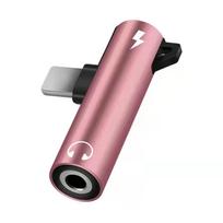 2 viename C tipo USB „Lightning“ adapteris 3,5 mm lizdo garso ausinių adapteris USB-C įkrovimo adapteris, skirtas „Xiaomi Huawei“ ausinių adapteriui For iOS rožinė