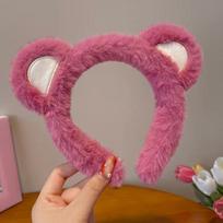 Lolita Pliušinis Plaukų Lankelis Gyvūnas Meškos Ausys Galvos Apdangalas Kailinis Galvos Raištis Mielas Galvos Papuošalas Anime Išgalvotas Kostiumas Kawaii Cosplay Aksesuarai pink