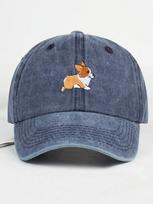 Cute corgi embroidered baseball cap for men and women outdoor travel hiking sunscreen hat leisure (Navy Blue,Adjustable) gray