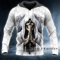 Pavasario rudens vyriški drabužiai Viking Hoodies Megztiniai 3D Spausdinti Skull Angel Streetwear Vintažinis ilgomis rankovėmis vyriškos megztinės striukės XXL gray
