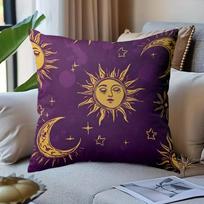 Vikama Traditional Sun And Moon Tarot Print, Four-Season Pillowcase, Suitable For Beds And Sofas Short plush 18*18(CM)-1Pcs gray