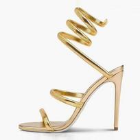 Fashion Liyke Summer Sexy Snake Twine Around Strap Women Sandals Narrow Band Open Toe Thin High Heels Party Stripper Shoes Zapatos Mujer 42 beige