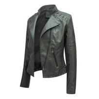 Women's leather jacket new spring and autumn women's clothing leather jacket women's jacket slim thin small coat women's motorcycle clothing 4XL