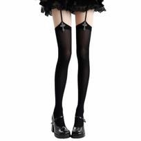 Personality Thin Gothic Cross Suspender Socks 3D Cross Lolita Over Knee Stockings Y2K Women Stockings Women Wear One Size black