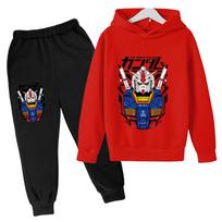 2025 Gundam Casual Kids Clothes 2 Piece Hoodies Set Clothing Cool Girls Clothing Boys Tracksuit Children Baby Clothes 11-12 Years black