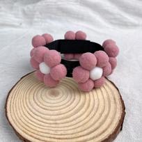 Shiba Inu & Corgi 3D Flower Collar: Adjustable Necklace with Cute Pom-Pom Flowers for Small Dogs & Cats XS (30cm total) gray
